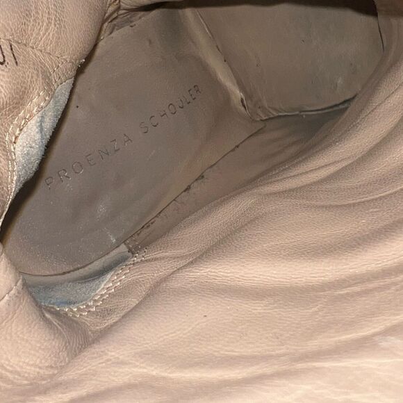 Proenza Schouler Black Leather Ankle Boots Size 35 Designer Heels Buckle & Zip - Picture 7 of 9